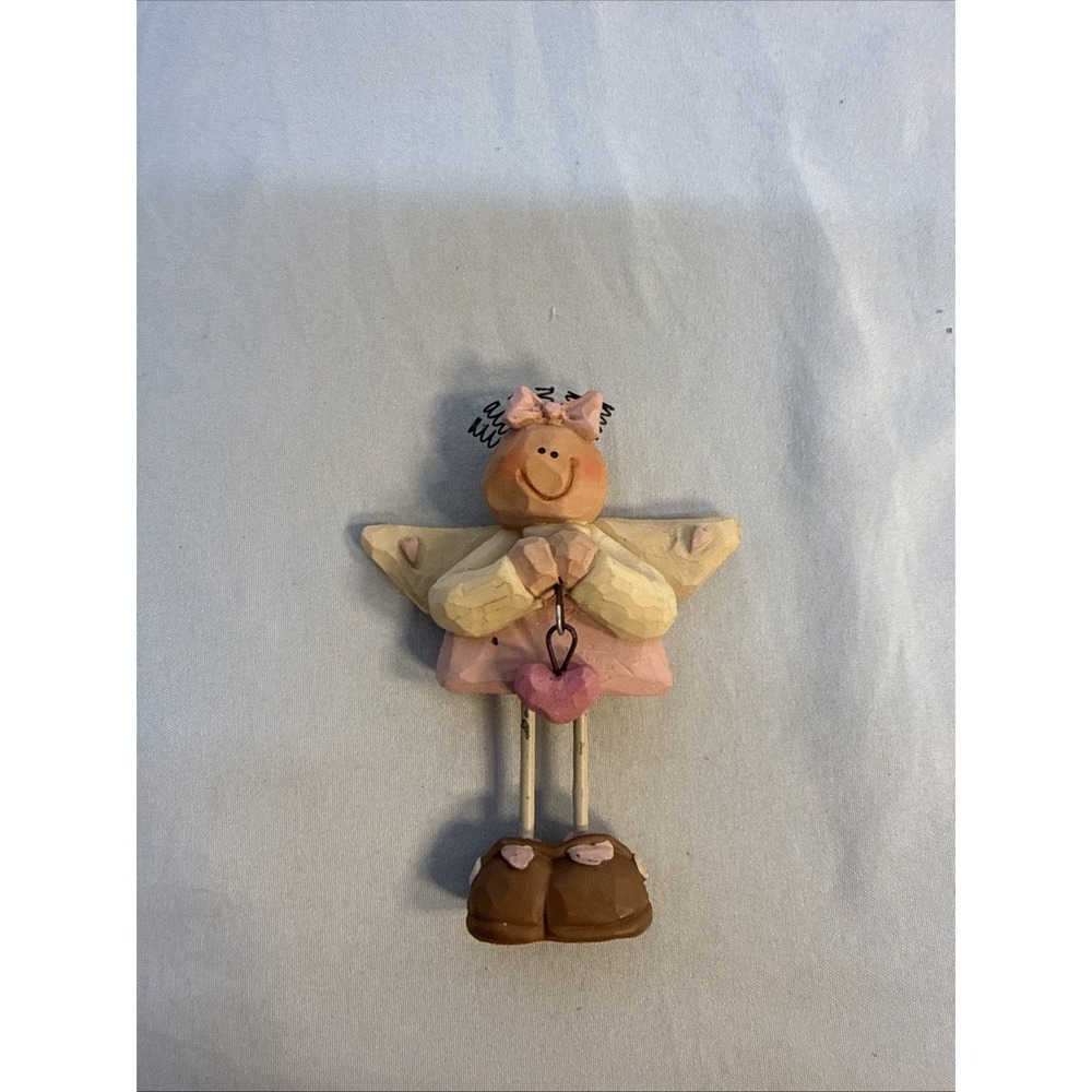 Vintage Hand Painted Wood Angel Dangle Legs 3.5" Folk Art Country